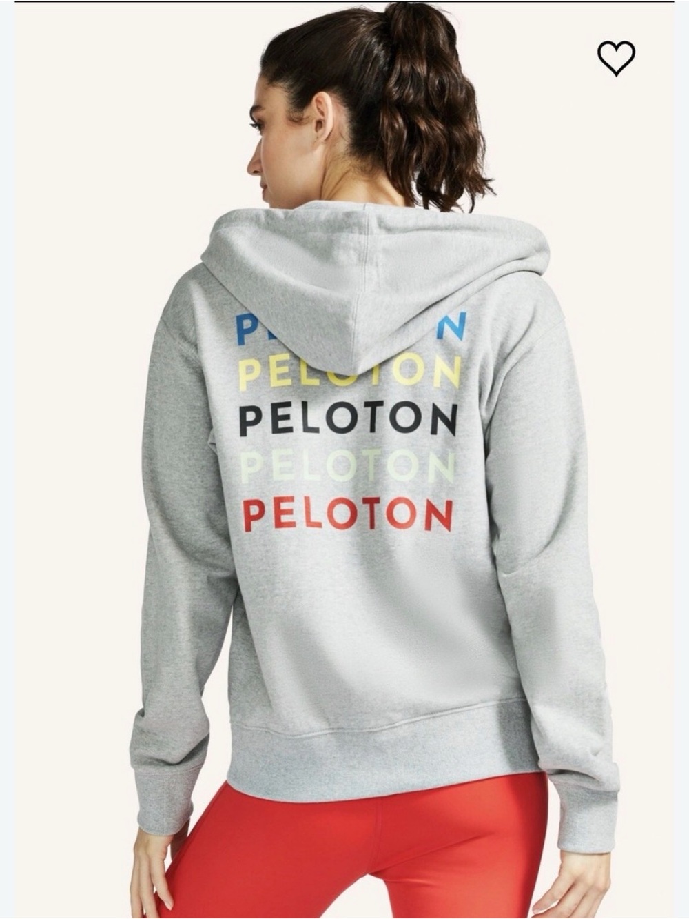 NWT Peloton Light Gray Zip-Up Hoodie with Multicolor Logo